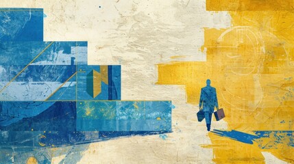 Fototapeta premium Job Creation: Briefcase and conceptual metaphors of Opportunity and Work