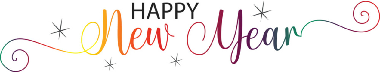 Happy newyear letters banner, vector art and illustration. can use for, landing page, template, ui, web, mobile app, poster, banner, flyer, background