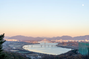 sunset over the river