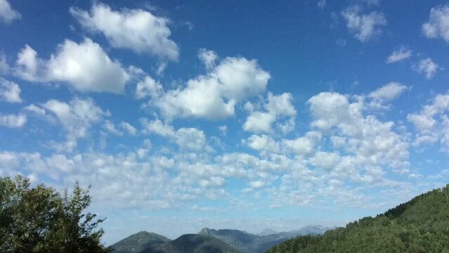 windy clouds on blue sky timelapse