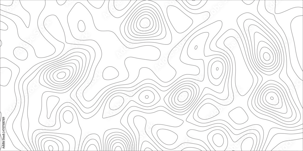 Fototapete Ocean topographic line map with curvy wave isolines vector illustration. Abstract topographic contours map background, Vector contour topographic map. Cartography texture abstract banner use..
