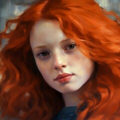 Red-Haired Beauty: Captivating Close-Up Portrait