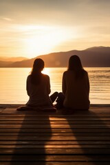 Sunset Serenity: A Mother, Daughter and the Golden Hour