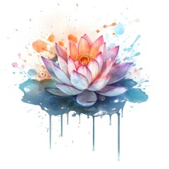 flor loto, ilustracion dibujo espiritual, pastel, mistica fondo blanco 4k