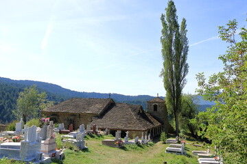 Fototapeta na wymiar small Cemetery in Shipskë, Voskopoja, Albania