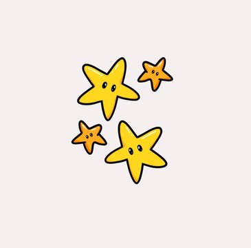  doodle yellow stars background cartoon style