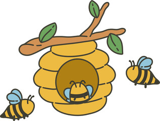Honey Bee Flat Illustration