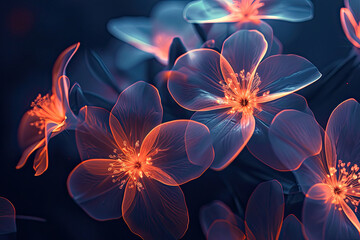 Obraz na płótnie Canvas Isolated fantasy bioluminescent flower glowing in the dark