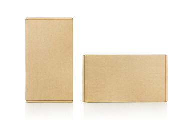 Brown cardboard box, transparent background - obrazy, fototapety, plakaty