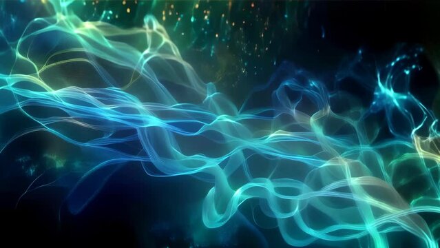 An image digitally representing streams of light intercrossing like synapses in the brain.
