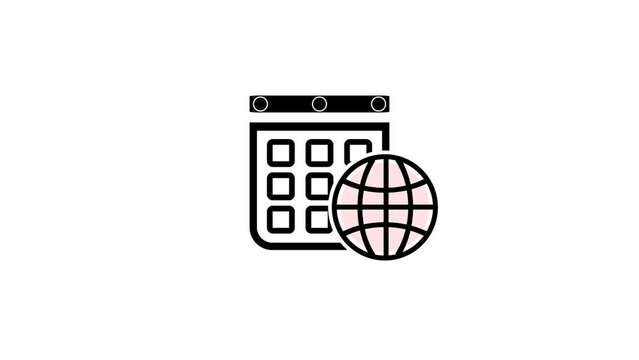 Global communication isolated with Daily calendar icon. Every year Global communication system icon.