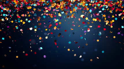 Colorful confetti on a dark background. AI generative