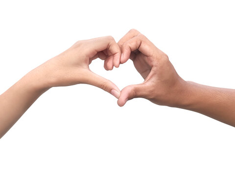 Couple making heart shape with hand, transparent background