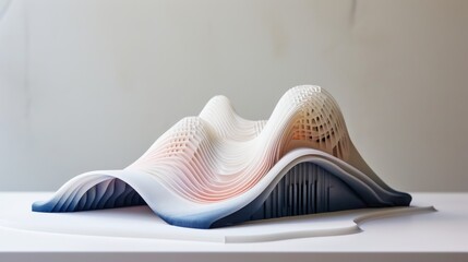 Elegant Sculpture of Wavy Book Pages on White Background
