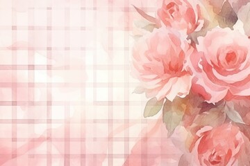 Red vintage checkered watercolor background. 