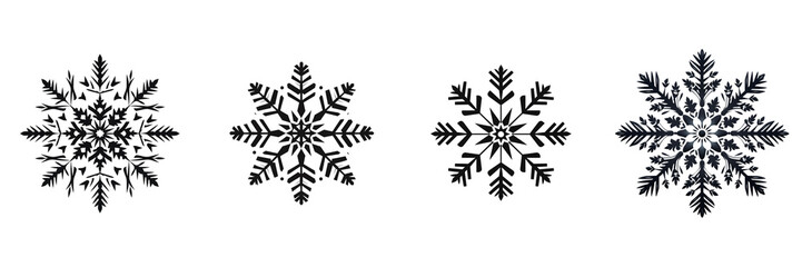 Set of  White and dark snowflake transparent background 