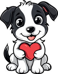 Fototapeta premium simpatici animali che tengono un cuore rosso, cane, gatto, orsetto 010
