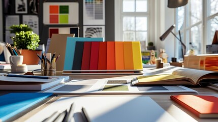 Colorful Design Materials on a Creative Workspace