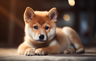 Puppy inuzuka, in the style of emotive expression, soft-focus technique

