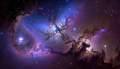 This mysterious space is like a vast night sky, with stars and galaxies shining in the dark colours. However, these stars and the Milky Way are not real, but a kind of unreal light, constantly flain