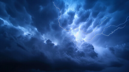 Storm Clouds With Lightning. Sky. Storm. Background - obrazy, fototapety, plakaty