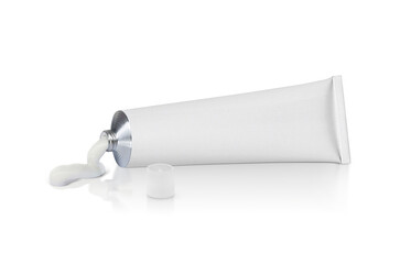 white tube with ointment, transparent background