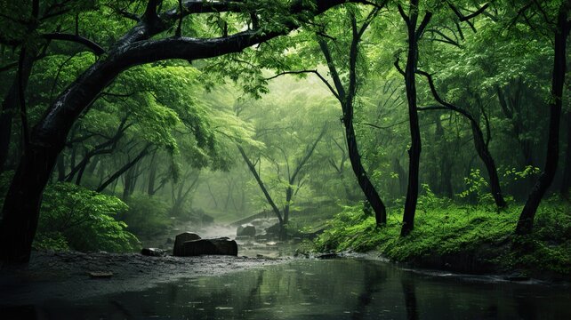 Rain's Symphony: Lush Forest Sings in Nature's Harmony