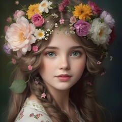 portrait of a girl with flowers