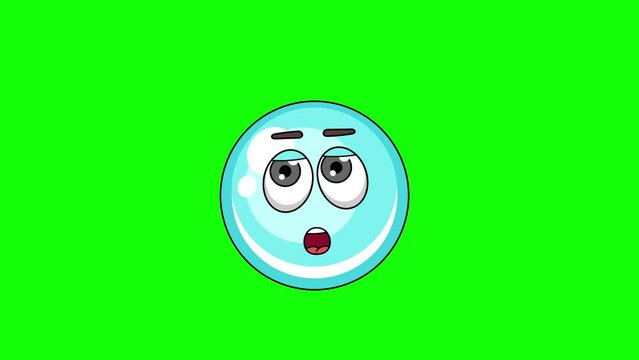 bubble cartoon facing with rolling eye, emoji emoticon animation