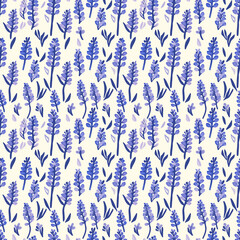 Grape hyacinth seamless pattern. Can be used for gift wrapping, wallpaper, background