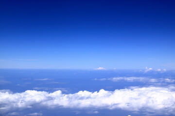 Naklejka na ściany i meble Mount Elbrus, Caucasus. View from the window of airplane