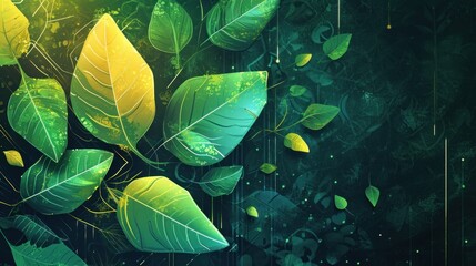 Fototapeta premium Artificial Photosynthesis: Leaf and Light and conceptual metaphors of Innovation and Energy