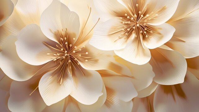 Two large plain golden flowers white gold picture Ai generated art