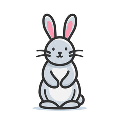 Cute simple bunny colored icon, little rabbit vector illustration.