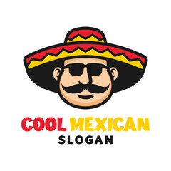 Template of Vector of man wearing sombrero, perfect for Mexican restaurant logo
