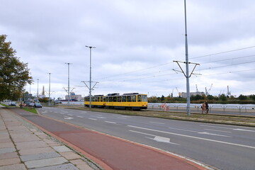 October 28 2023 - Stettin, Szczecin, Poland: modern tram in the center of the City