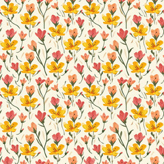 Freesia seamless pattern. Can be used for gift wrapping, wallpaper, background
