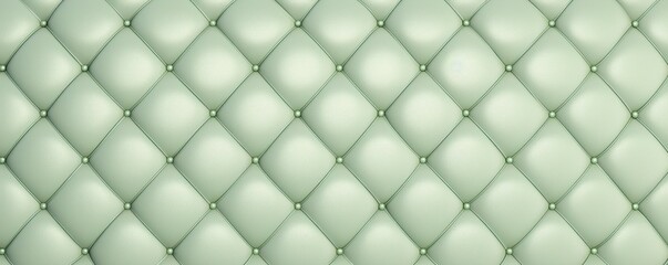 Fototapeta na wymiar Seamless light pastel green diamond tufted upholstery background texture 