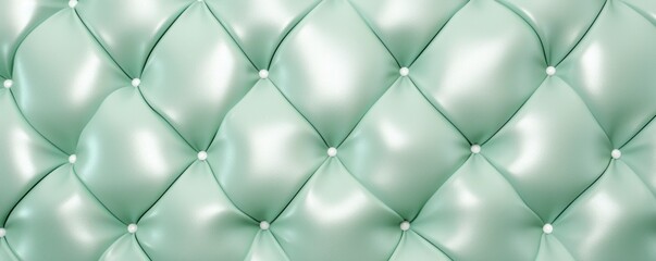 Seamless light pastel emerald diamond tufted upholstery background texture