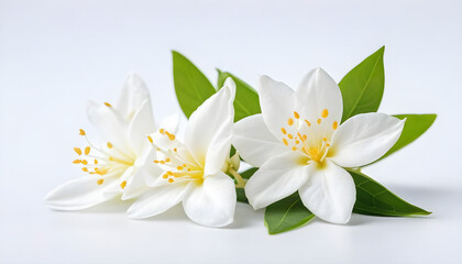white jasmine flower on the white background. AI