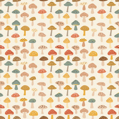 Mushrooms seamless pattern. Can be used for gift wrapping, wallpaper, background