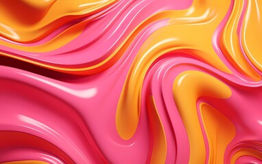 pink mustard abstract 3D fluid circle background. generative ai