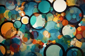 Colorful artwork with formless circular shapes. Generative AI