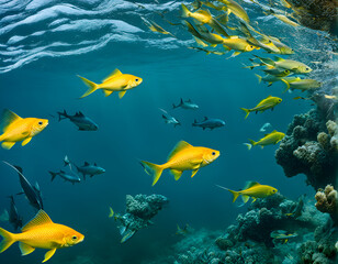 Fototapeta na wymiar Coral reef and fish in the sea