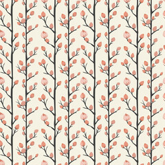 Swollen buds on trees seamless pattern. Can be used for gift wrapping, wallpaper, background