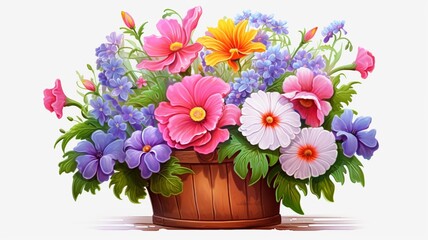 Obraz na płótnie Canvas Realistic detailed flowers pot paint picture Ai generated art