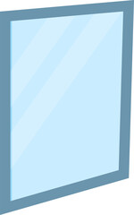 Blue rectangle mirror with simple design on a white background. Minimalist interior decor element vector illustration.