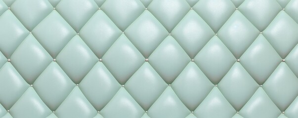 Seamless light pastel mint diamond tufted upholstery background texture 