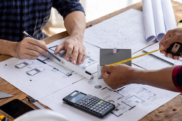 Engineer Teamwork Meeting, Architect contractor meetings of real estate brokers and company...