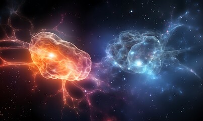 The conceptual link between neuron cells and concentrations of galaxies in the universe. Generative Ai

